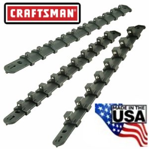 3pc CRAFTSMAN SOCKET HOLDER RAILS RACKS 1/4 3/8" 1/2" MOUNTABLE USA MADE BLACK