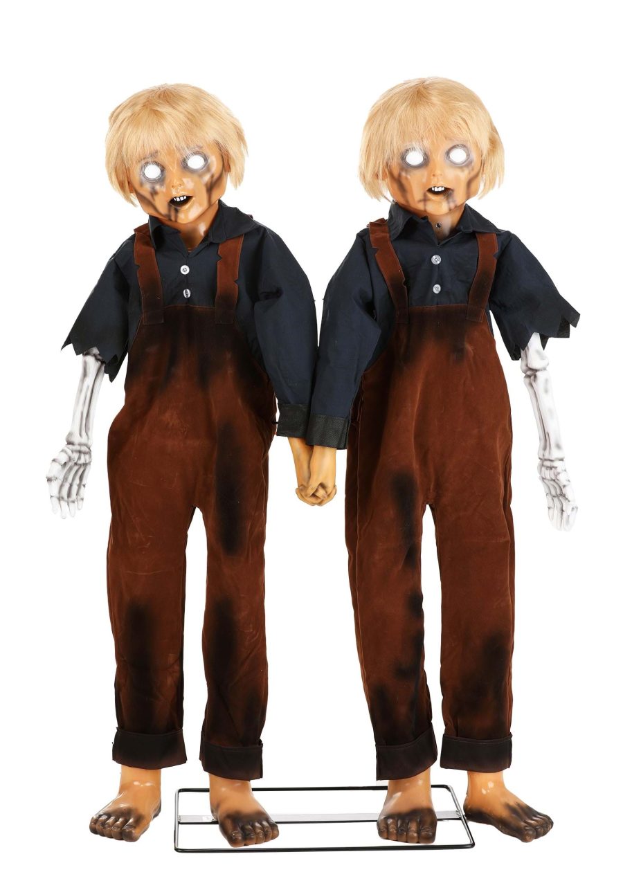 4FT Creepy Twin Boys Animatronic Decoration