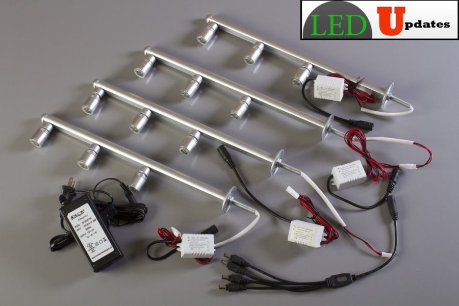 4x Retail display jewelry showcase silver LED light pole FY-53 UL power supply