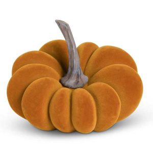 5 Orange Velvet Pumpkin Decoration