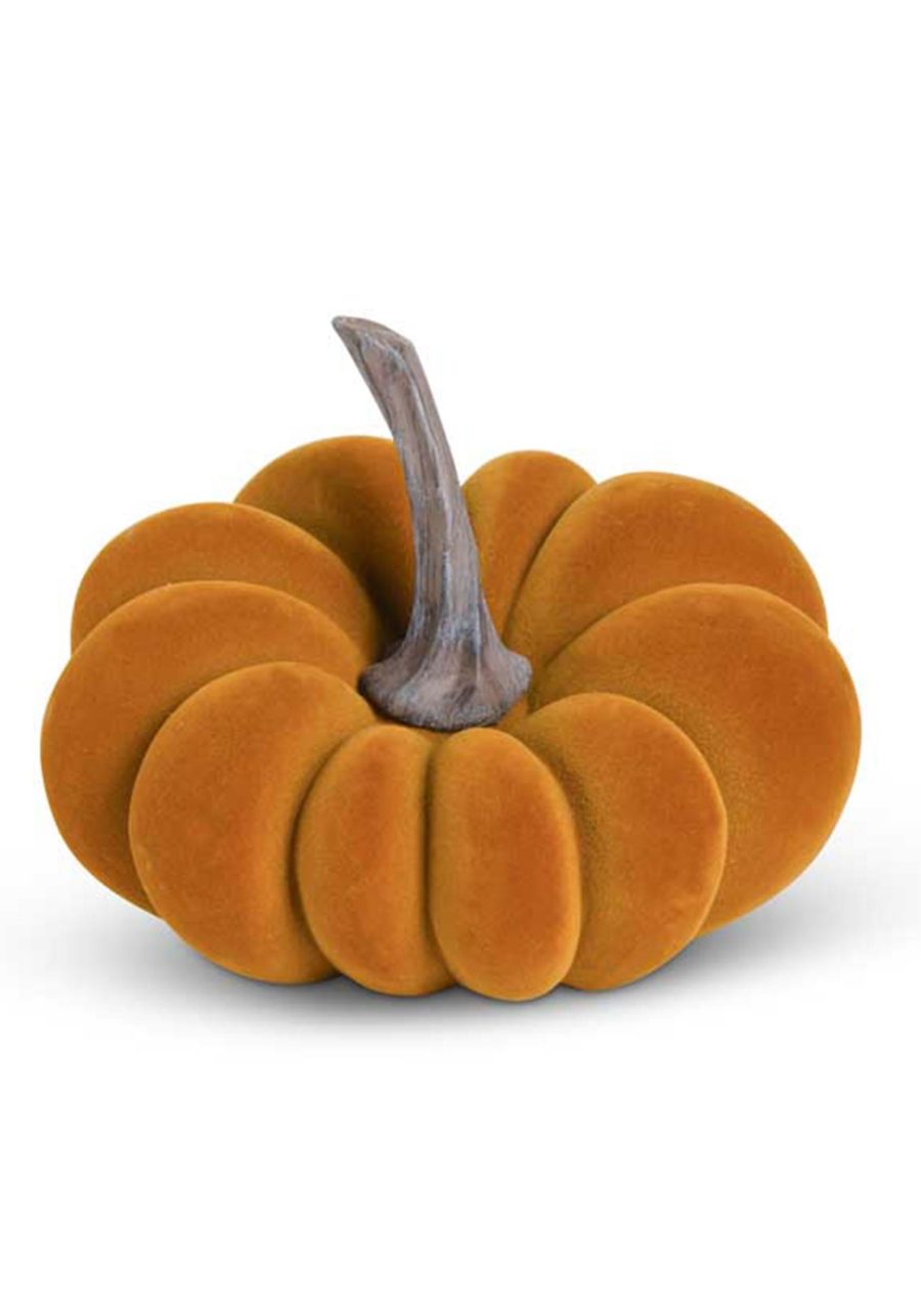 5 Orange Velvet Pumpkin Decoration