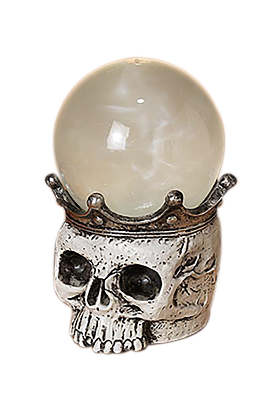 7.5 Inch Lighted Spinning Smoky Water Globe Skull