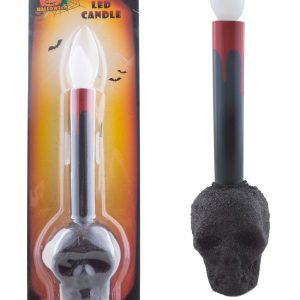 9-Inch LED Black Skull Candle Prop