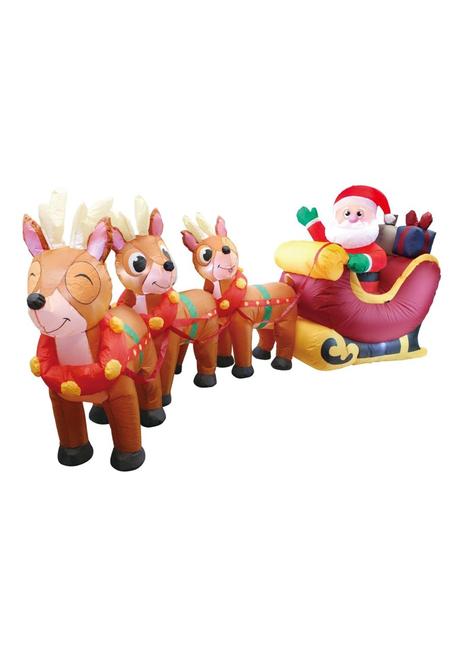 9.5FT Jumbo Reindeer & Santa Inflatable Decoration