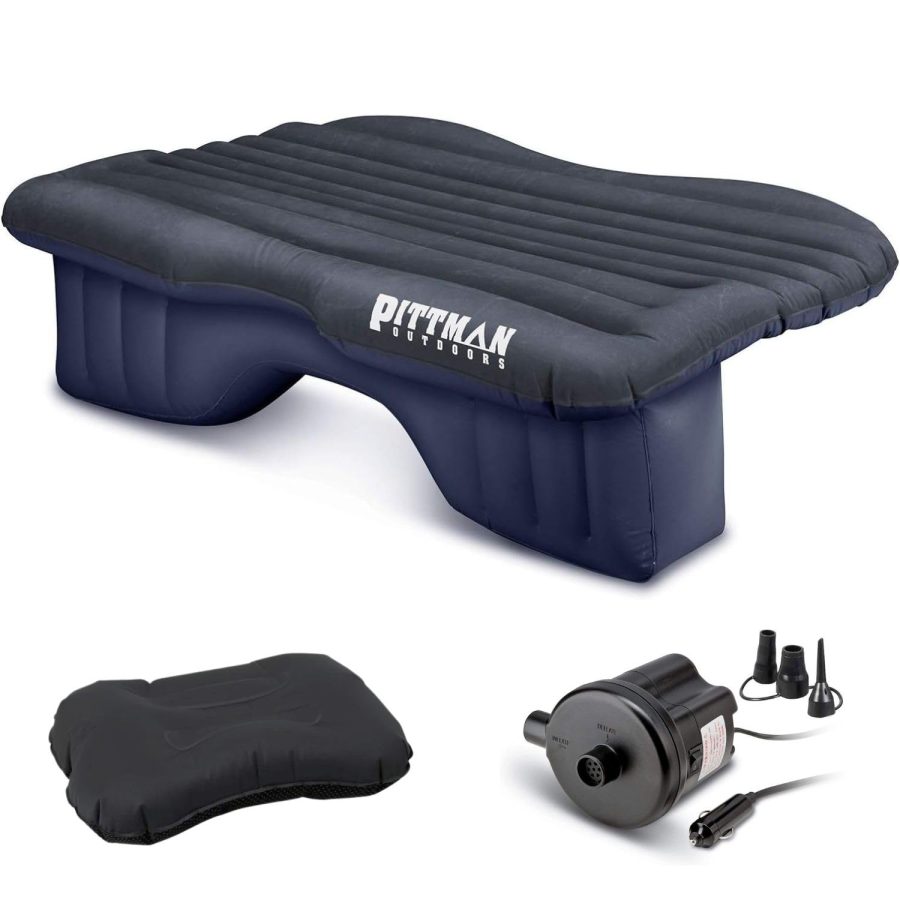 AIRBEDZ PPI-BLK_PV_CARMAT Inflatable PVC Rear Seat Air Mattress, Black - Mid-Size Fits Jeeps, Car, SUV & Mid-Size Trucks, Comes with Portable DC Air Pump