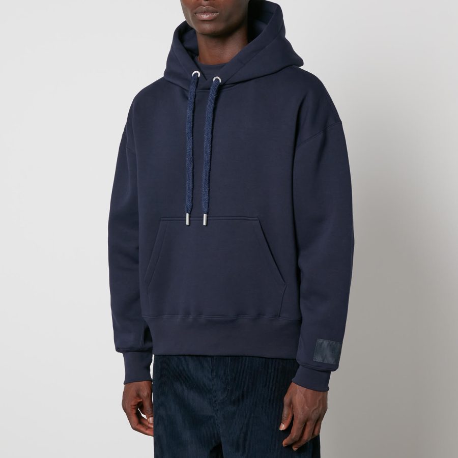 AMI Tonal Logo Cotton-Jersey Hoodie - S