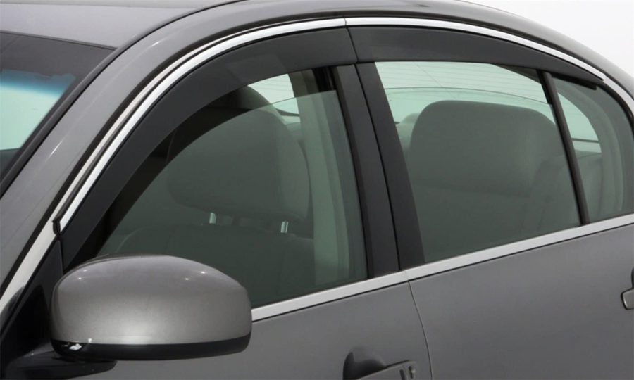 AVS 794057 Low Profile Ventvisor / Rain Guard | Fits 2020 - 2024 Subaru Outback, Smoke w/Chrome Trim - 4 pcs.