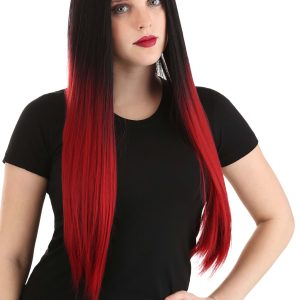 Adult Black and Red Ombre Wig