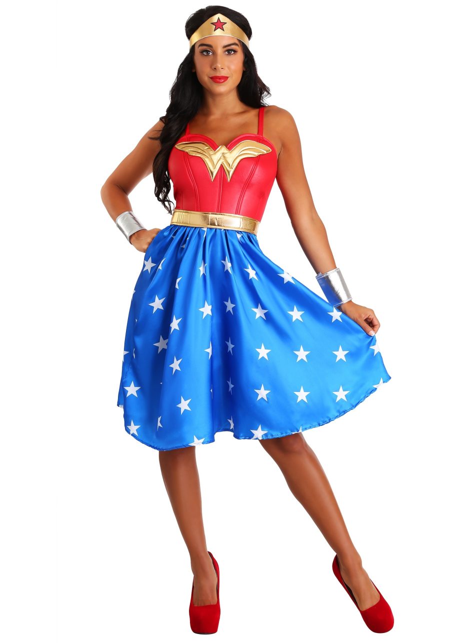 Adult Deluxe Long Dress Wonder Women's Costume