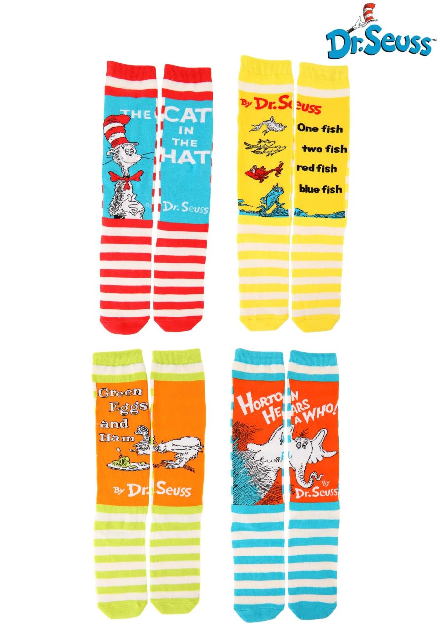 Adult Dr. Seuss Book Cover Socks Set