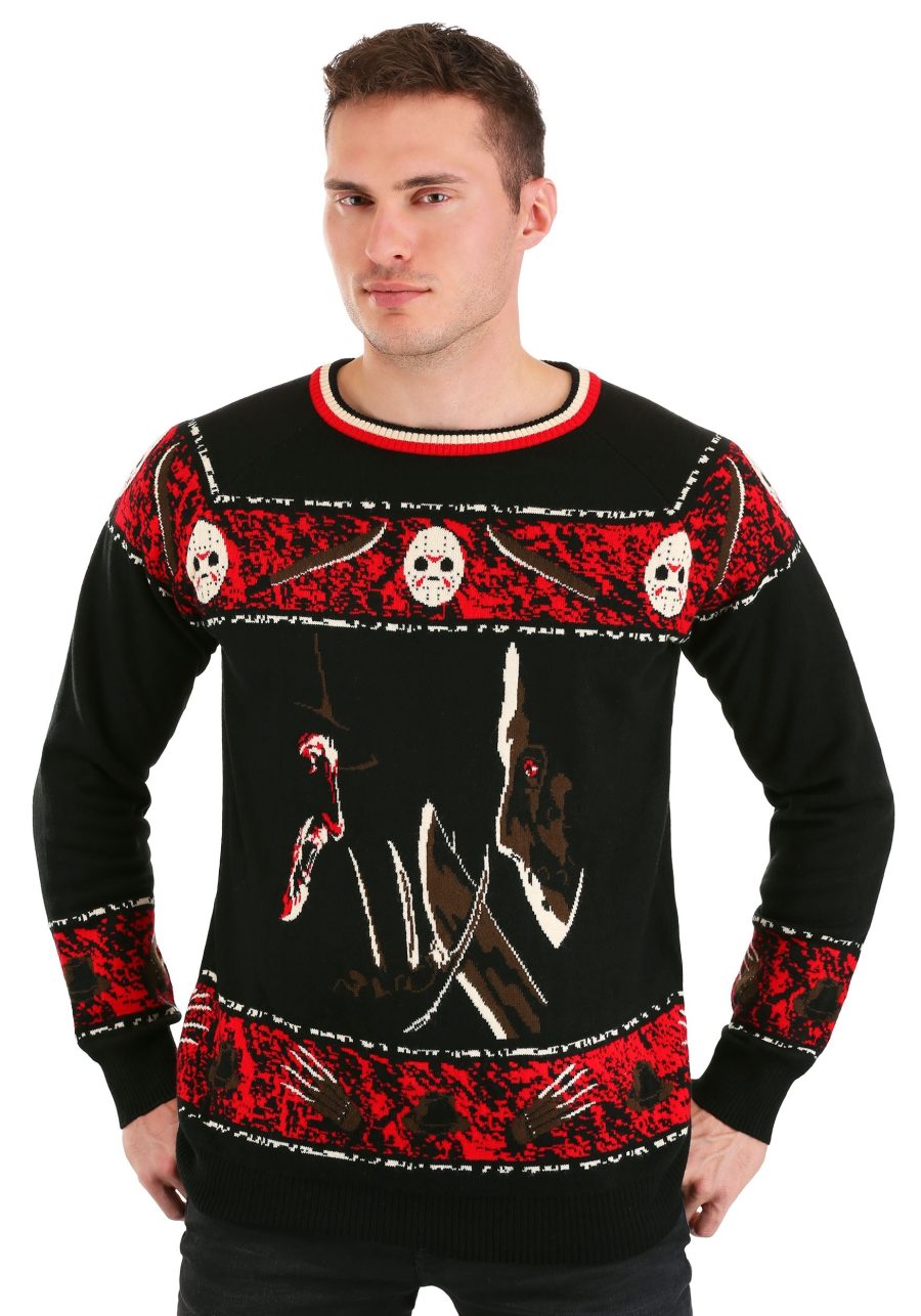 Adult Freddy vs Jason Ugly Halloween Sweater