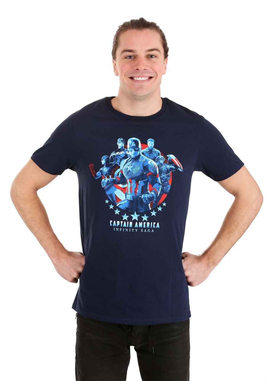 Adult Marvel Saga Captain America Navy T-Shirt