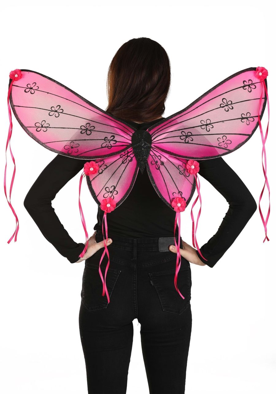 Adult Pink Floral Costume Wings