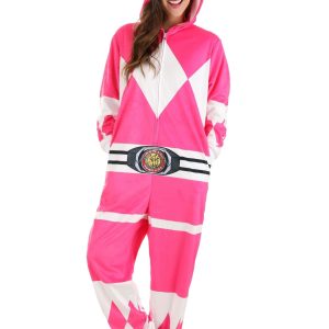 Adult Power Rangers Pink Ranger Hooded Union Suit