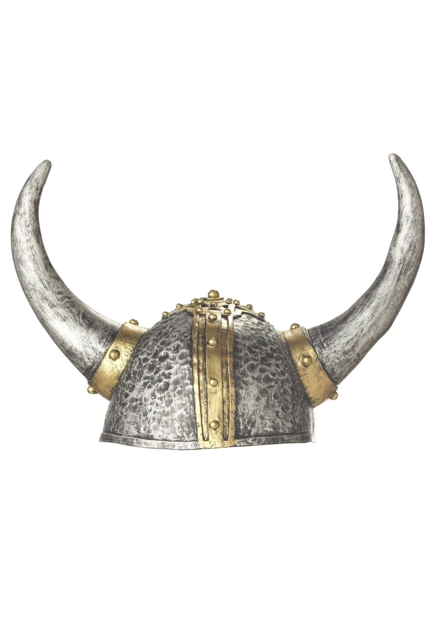 Adult Silver and Gold Colored Viking Costume Helmet