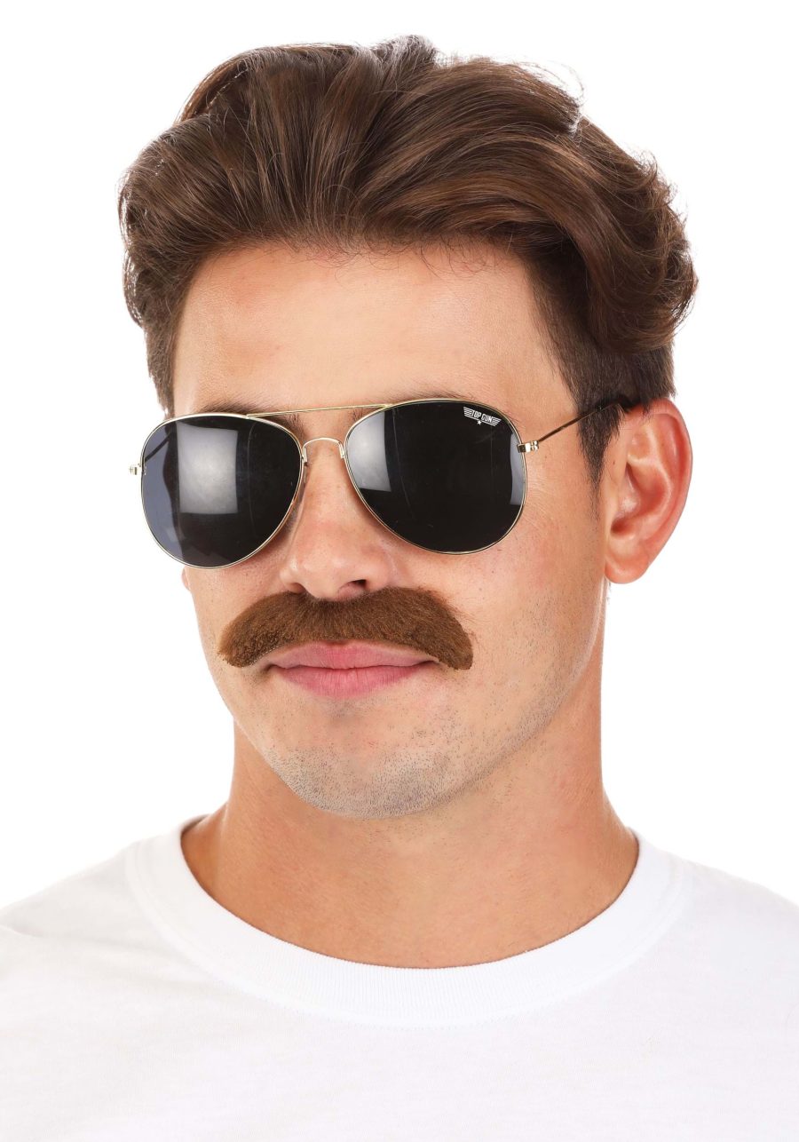 Adult Top Gun Sunglasses & Mustache Costume Kit