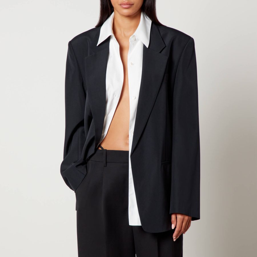 Alexander Wang Drapey Crepe Oversized Blazer With Cotton-Poplin Shirt - S/M