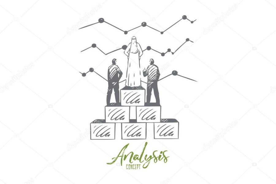 Analysis concept sketch. Isolated vector illustration