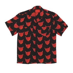 Aop Hearts Shirt Men's Short Sleeve Shirt Black/red