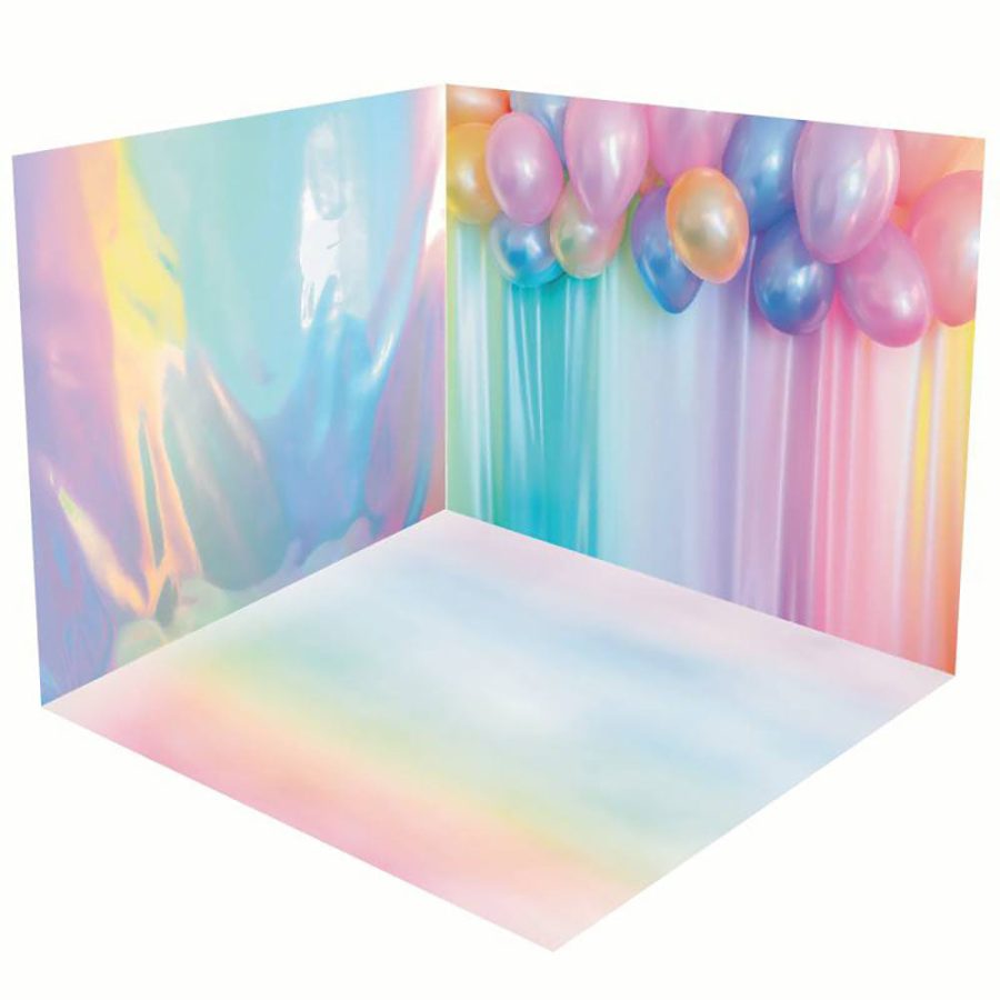 Aperturee Colorful Laser Curtain Balloons Room Set Backdrop - Lofaris