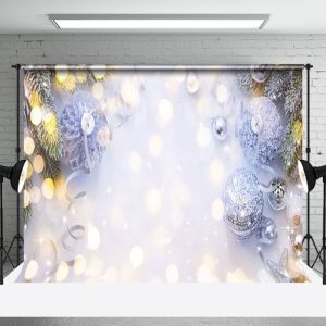 Aperturee Gold Dots Silver Ornaments Xmas Scene Backdrop - Aperturee