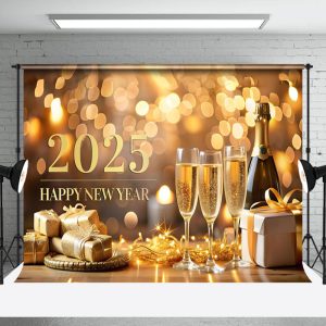 Aperturee Polka Dot Bokeh Wine Lights 2025 New Year Backdrop - Aperturee