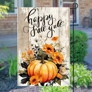 Aperturee Pumpkin Floral Retro Wooden Thanksgiving Garden Flag - Aperturee