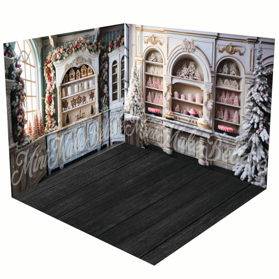 Aperturee White Display Cabinet Christmas Room Set Backdrop - Lofaris