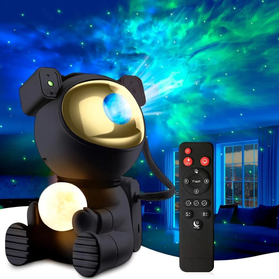 Astronaut-Themed Rechargeable Galaxy Star Projector with Moon Lamp