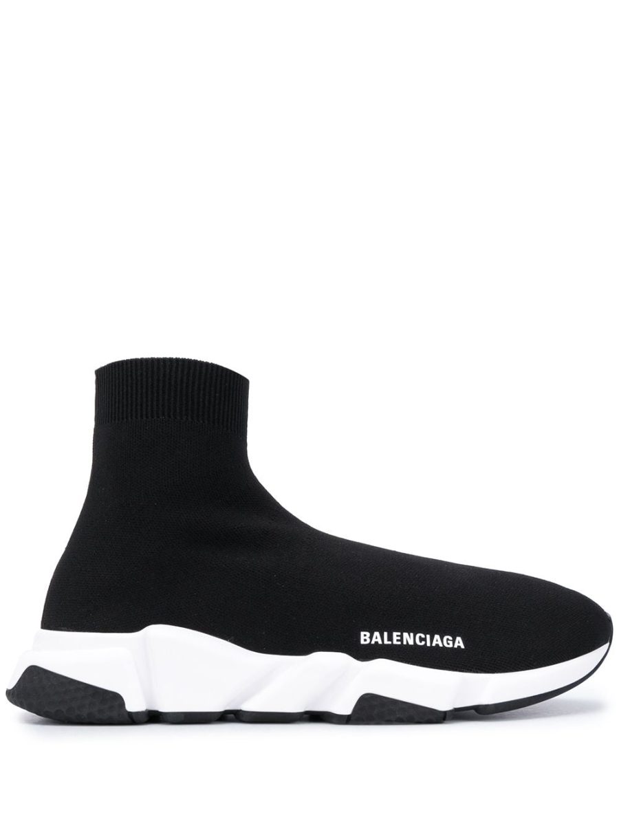 BALENCIAGA Speed LT Knit Sneakers Black/White