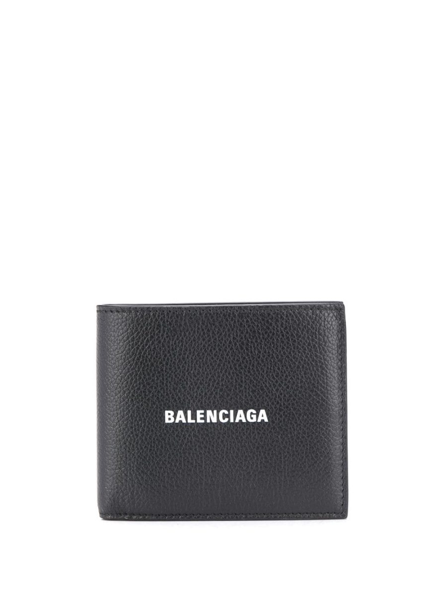 BALENCIAGA Square Fold Leather Wallet Black