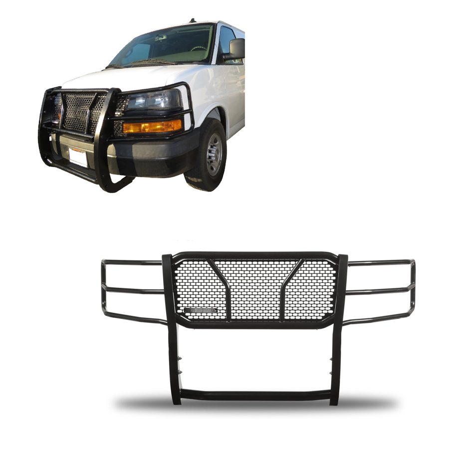 BLACK HORSE RU-GV02MA-B RUGGED Heavy Duty Grille Brush Bumper Guard Modular Black Compatible with 2003-2014 Express 1500|2003-2024 Express 2500/3500|2009-2024 Express 4500/Express Cargo