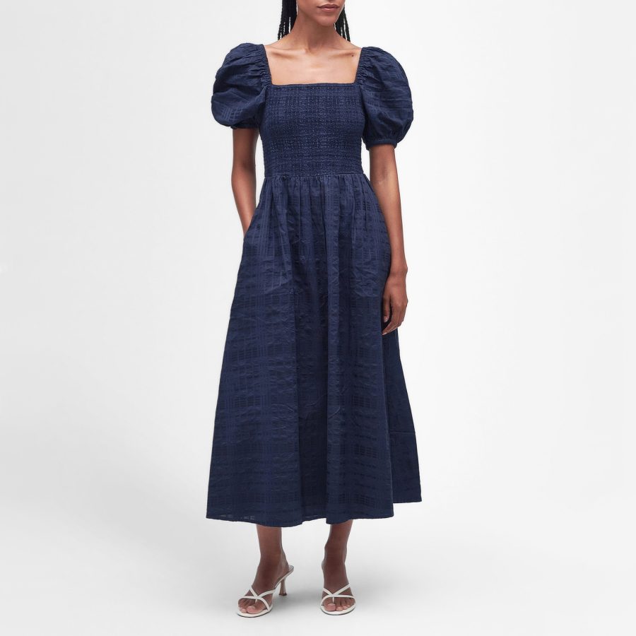 Barbour Macy Cotton-Seersucker Midi Dress - UK 8