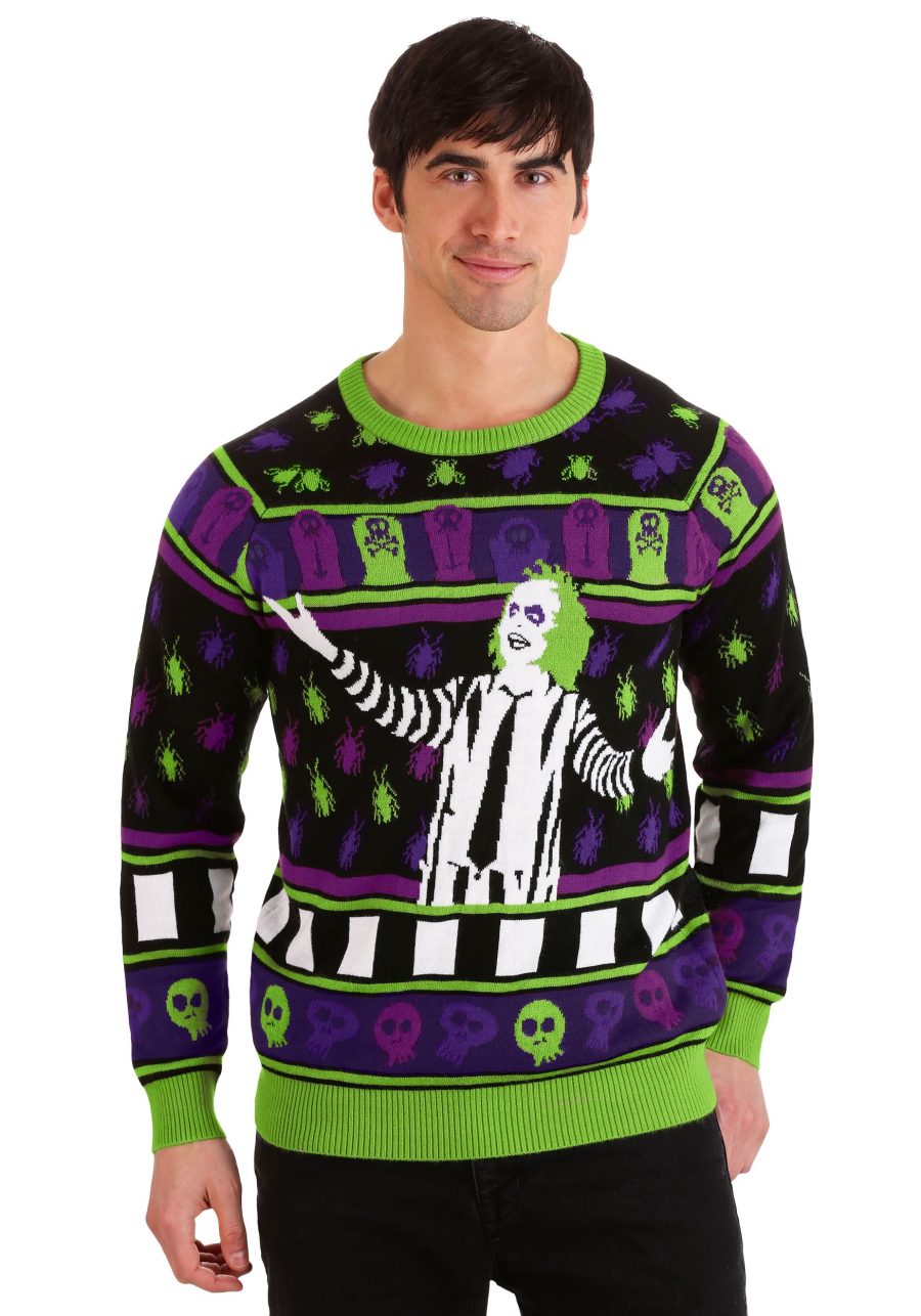 Beetlejuice It's Showtime! Adult Halloween Sweater