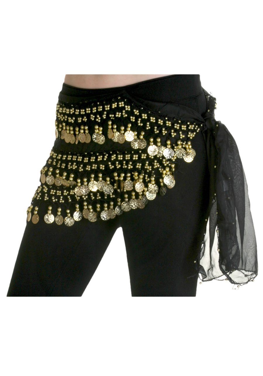 Black Chiffon Belly Dancing Hip Scarf Accessory