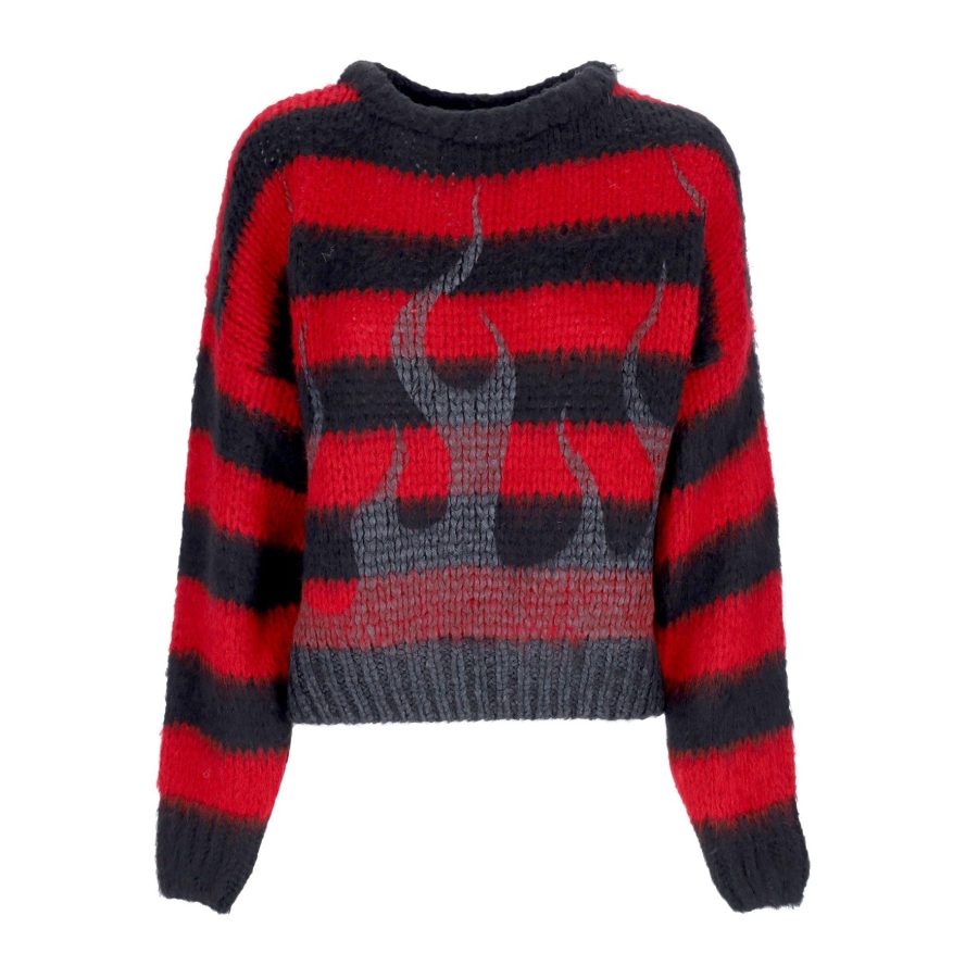 Black Flames Jumper Red Women's Sweater