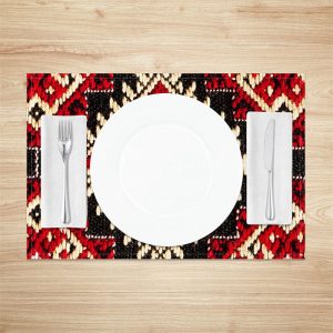 Black Red Yellow Vintage Dining Set Of 4 Placemats - Aperturee