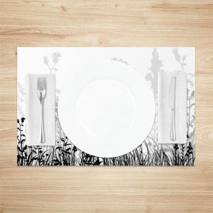 Black White Flowers Simple Dining Set Of 4 Placemats - Aperturee