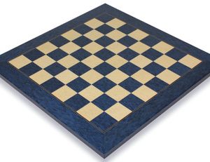 Blue Ash Burl & Erable High Gloss Deluxe Chess Board - 1.5 Squares