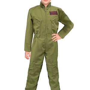 Boy's Green Fighter Pilot Jumpsuit Costume