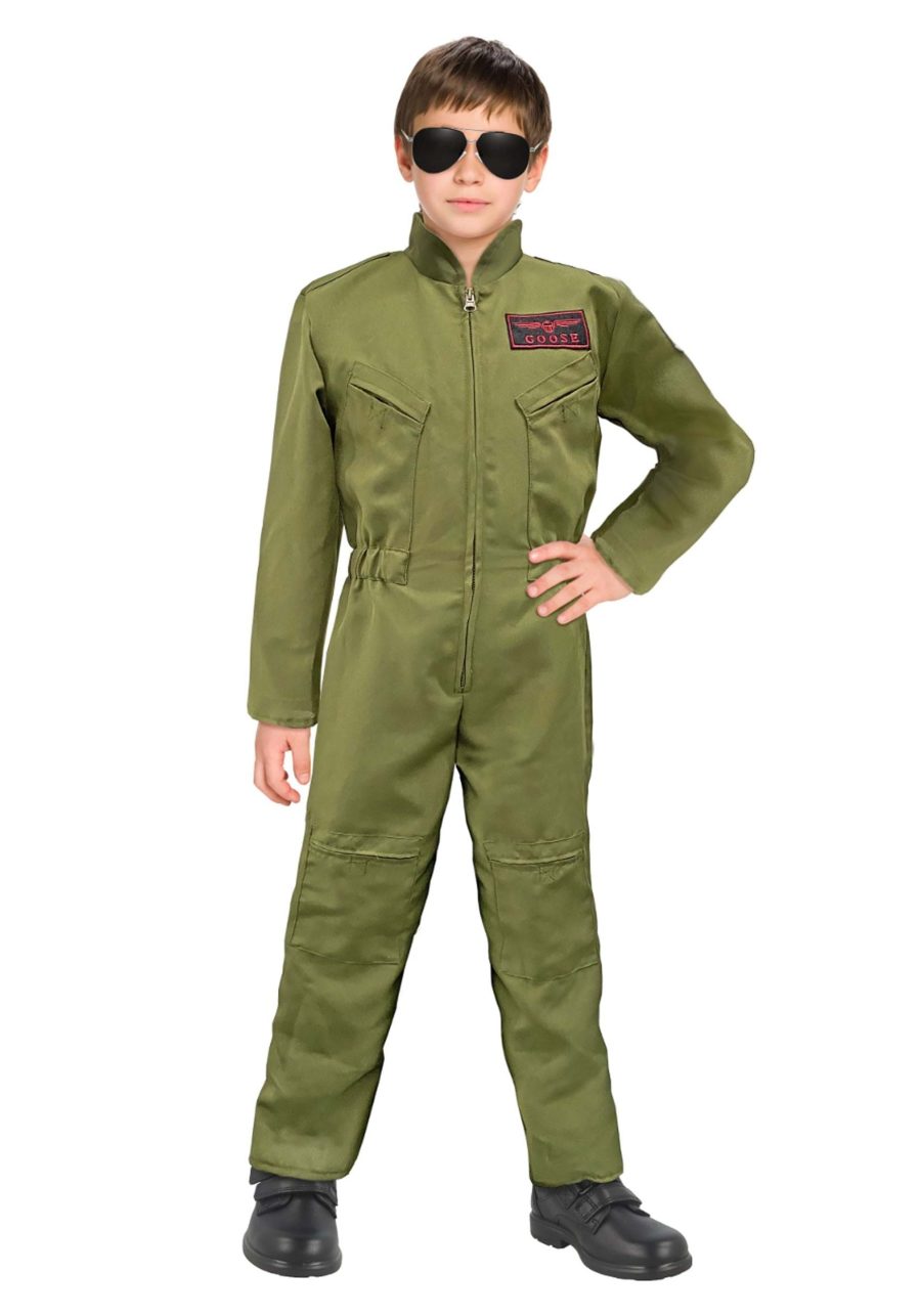 Boy's Green Fighter Pilot Jumpsuit Costume