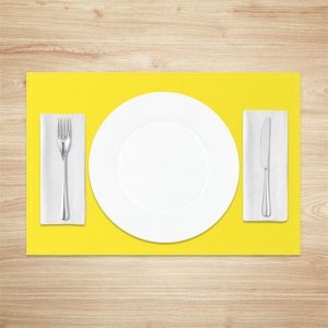 Bright Yellow Solid Color Fabric Set Of 4 Placemats - Aperturee