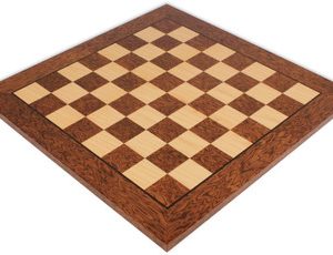 Brown Ash Burl & Maple High Gloss Deluxe Chess Board - 2 Squares