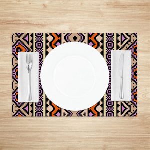 Brown Purple Abstract Patterns Set Of 4 Placemats - Aperturee