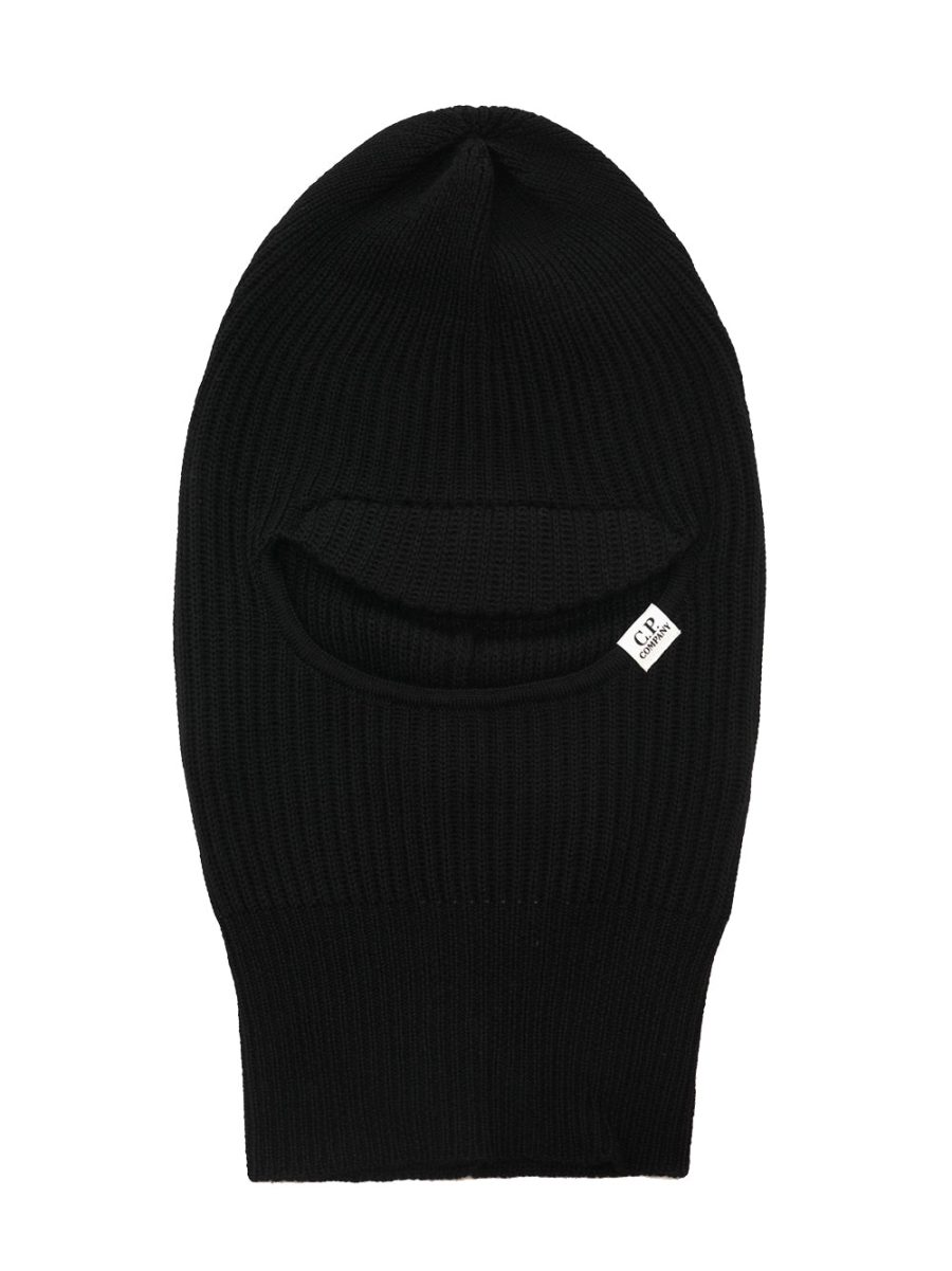 C.P COMPANY Logo-Patch Ribbed Ski Wool Balaclava Black