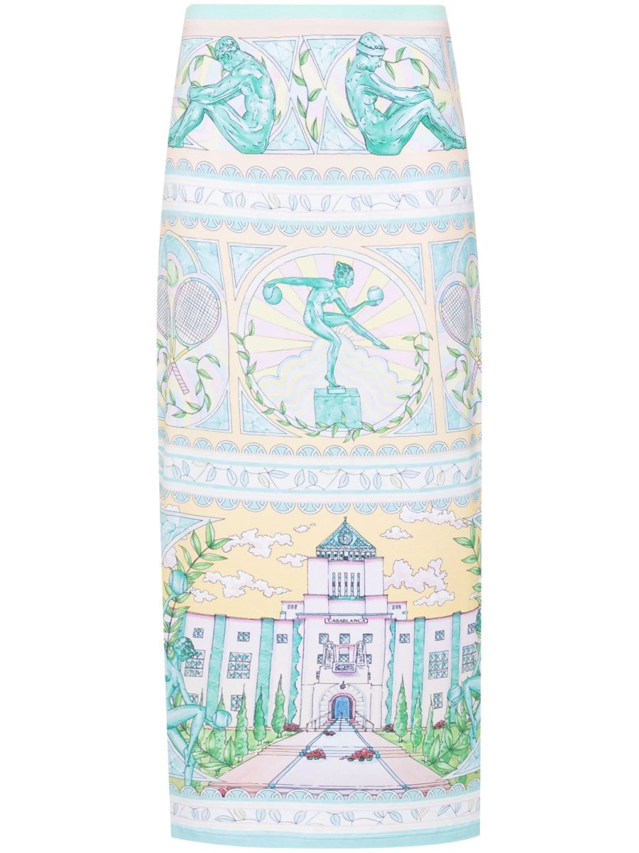 CASABLANCA WOMEN Vase Printed Midi Pencil Skirt Multi