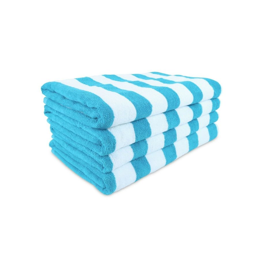 Cali Cabana Stripe Beach Towel-Color Blue-Pkg of 12