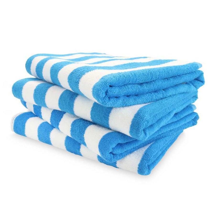 California Cabana Stripe Beach Towel-Color Blue-Pkg of 12