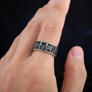 Celtic Family Knot Nordic Odin's Wolf 316L Stainless Steel Ring