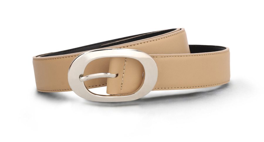 Cintura vegana fine da donna in Apple Leather elegante fibbia ovale regolabile